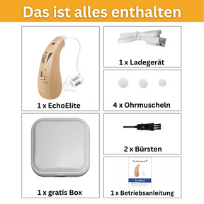 EchoElite - Wiederaufladbares Hörgerät – Hörhilfe mit ergonomischer Passform hinter dem Ohr