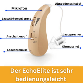 EchoElite - Wiederaufladbares Hörgerät – Hörhilfe mit ergonomischer Passform hinter dem Ohr